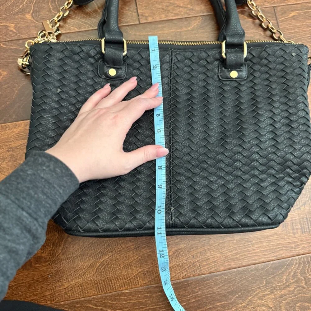 Deux Lux Varick Satchel Black Faux Leather Handbag